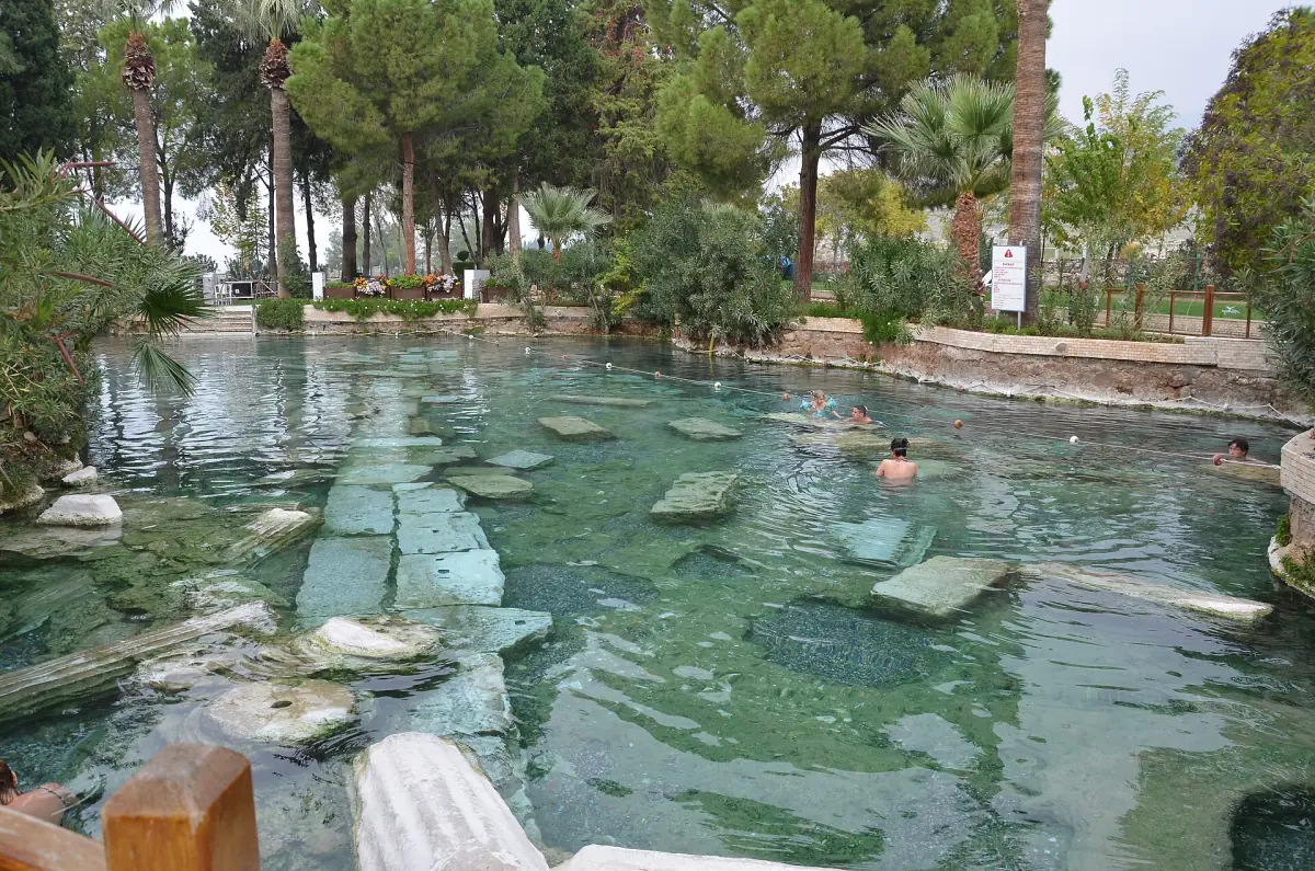 Fallen columns in the water of the Antique Pool