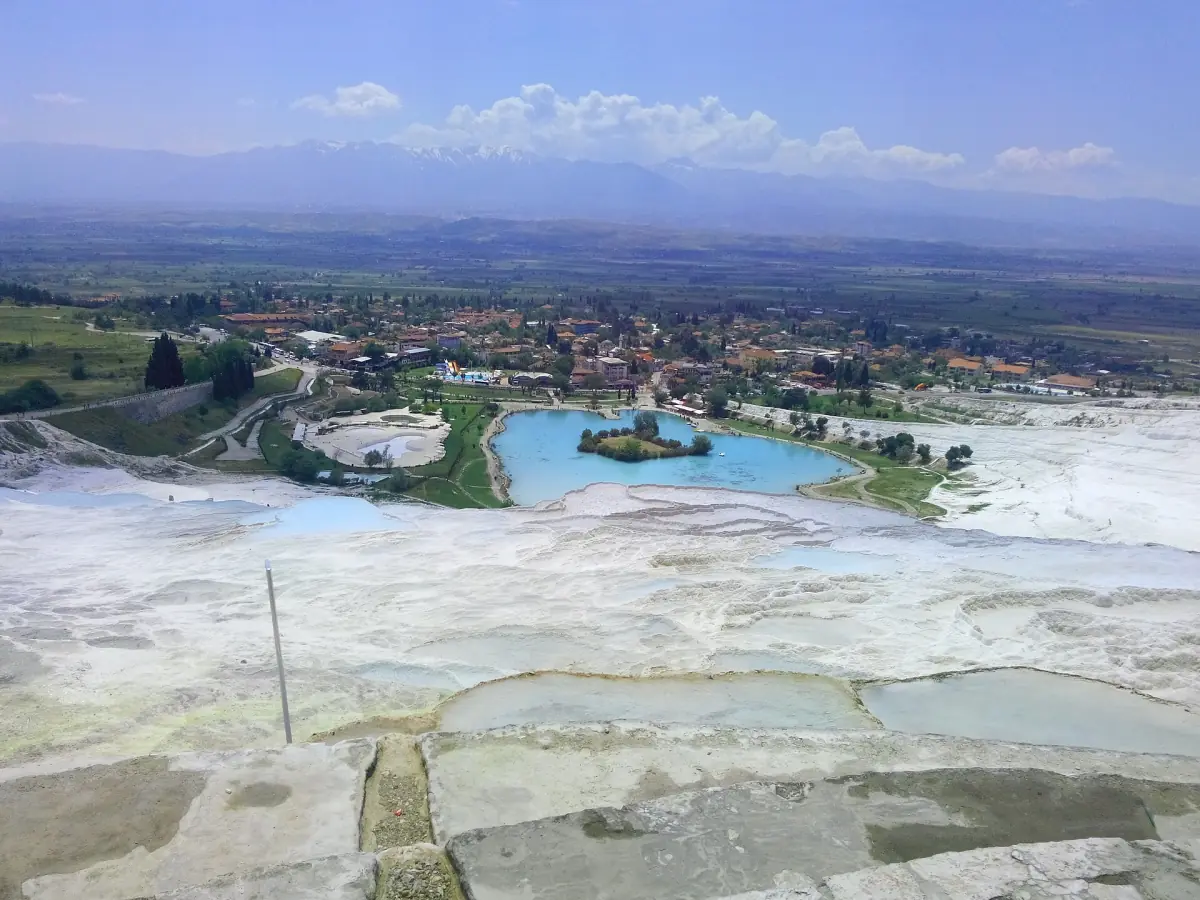 The travertines with the plain below